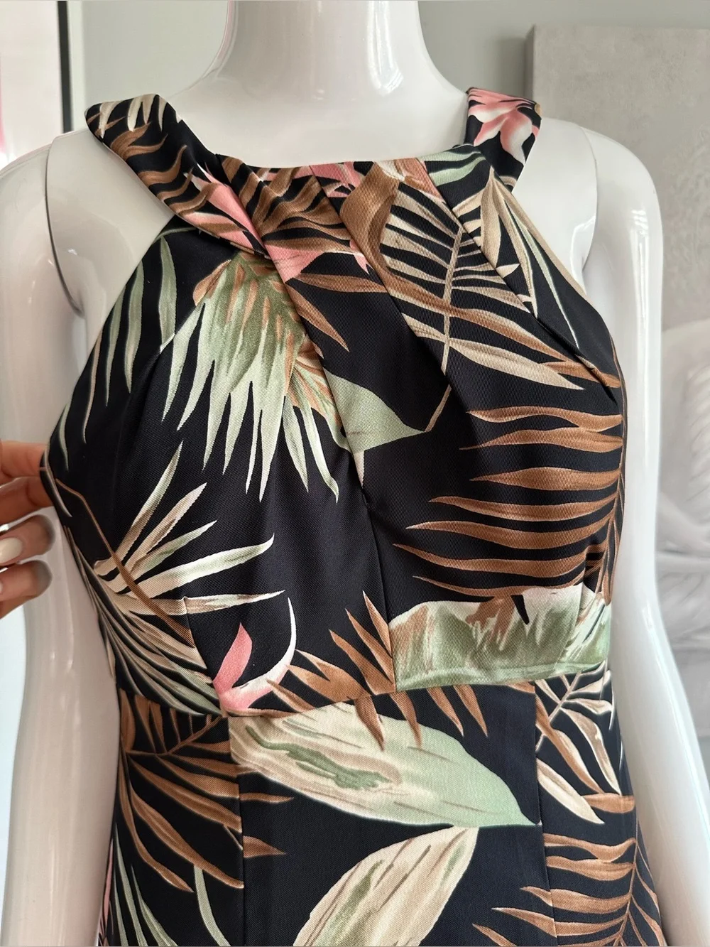 Connected Apparel Tropical Palm Print Dress Size 6 - Picture 3 of 6